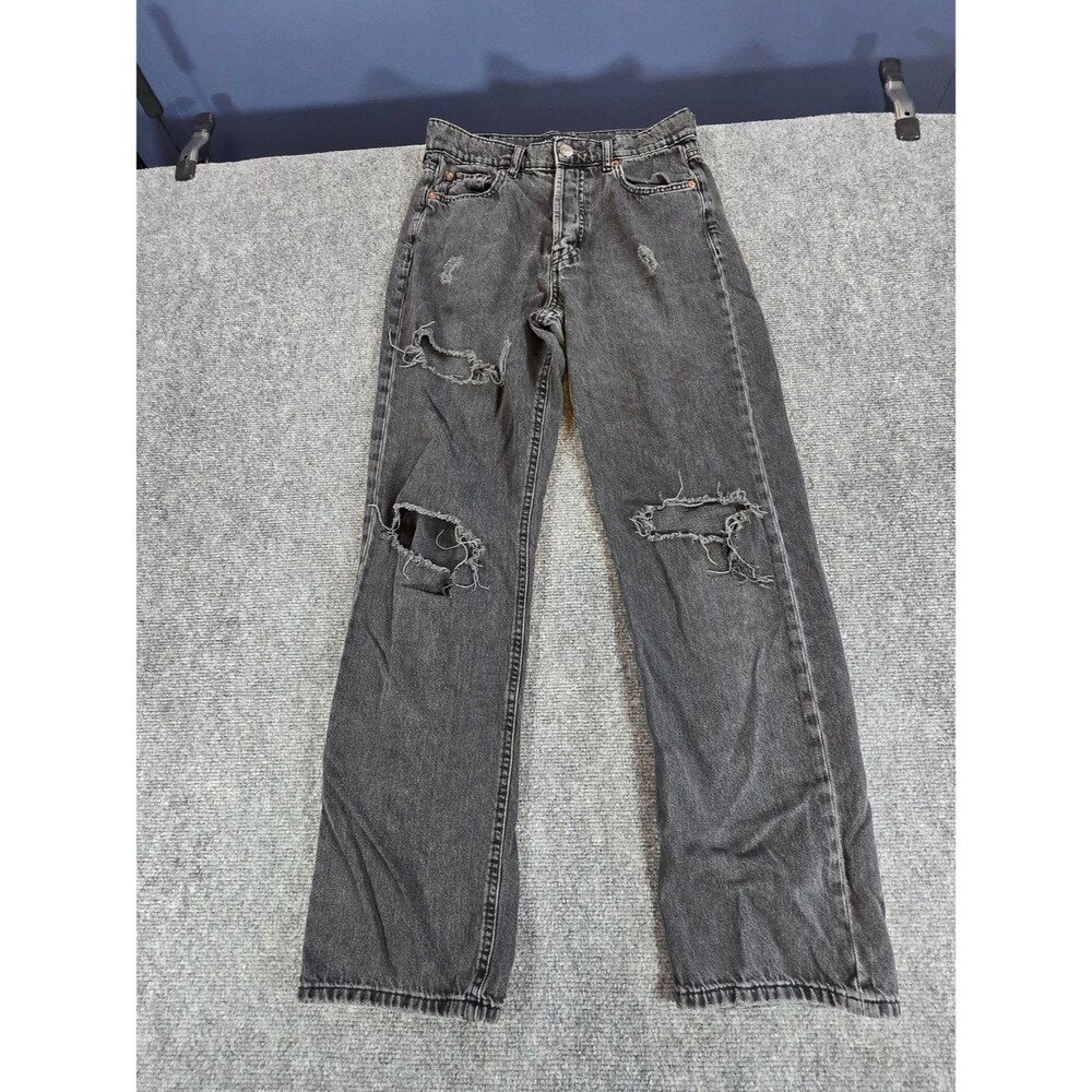 Aeropostale Womens 2 Baggy Jeans Black Distressed Wide Leg Y2K Grunge Denim